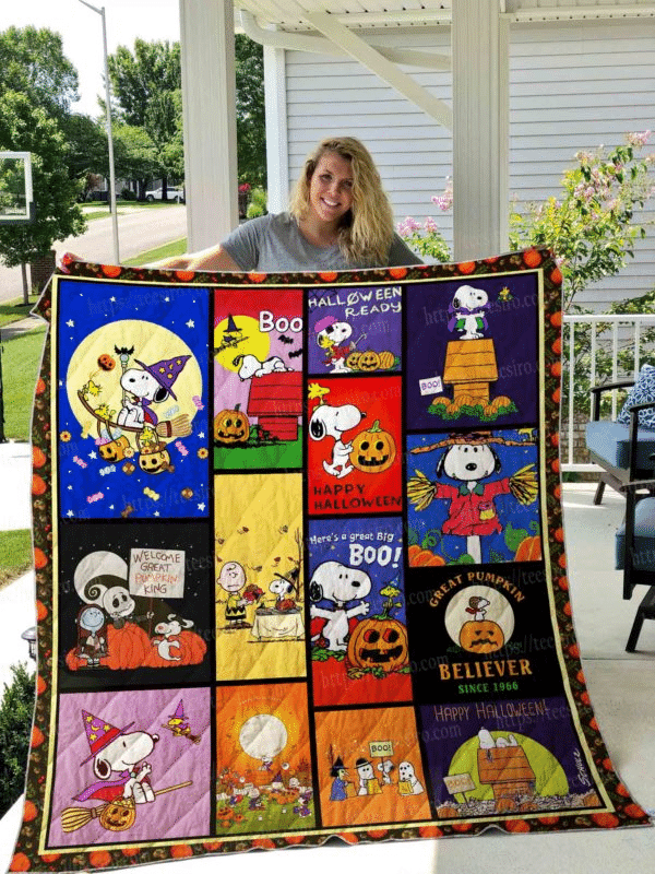 Cartoon Character Rectangle Snoopy Halloween Quilt Fleece Blanket Fan Made All Season 3D