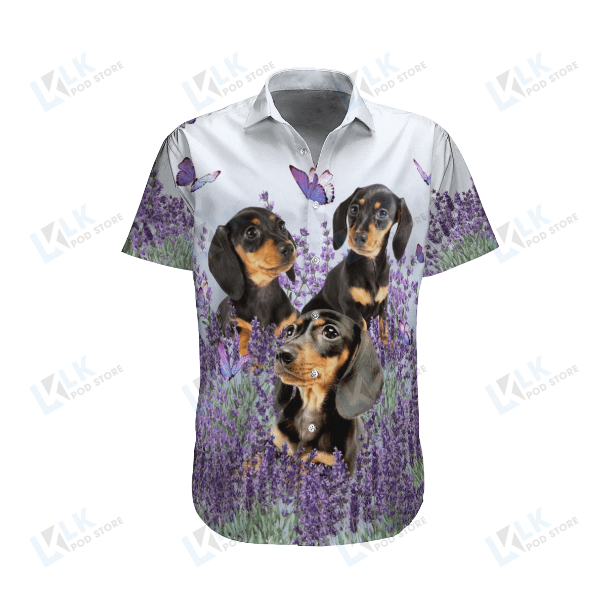 Dachshund Hawaiian Shirt Purple Flower Ha95788