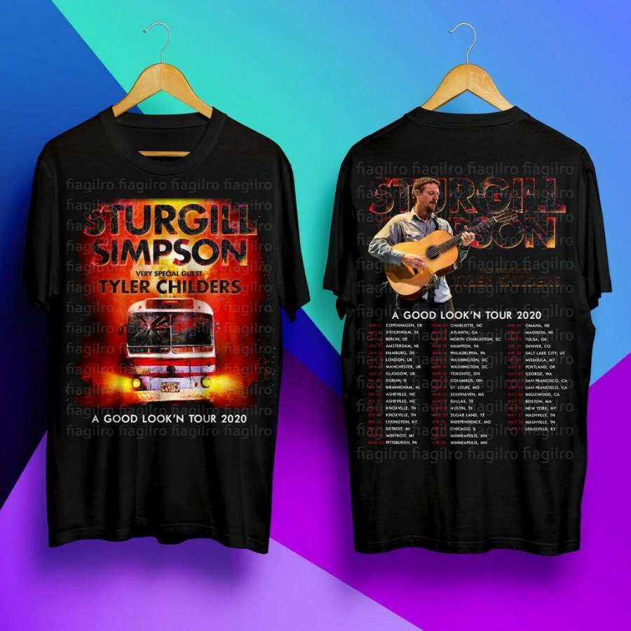 Sturgill Simpson with Guest Tyler Childers T Shirt A Good Look’n Tour 2020 Black T Shirt Merch