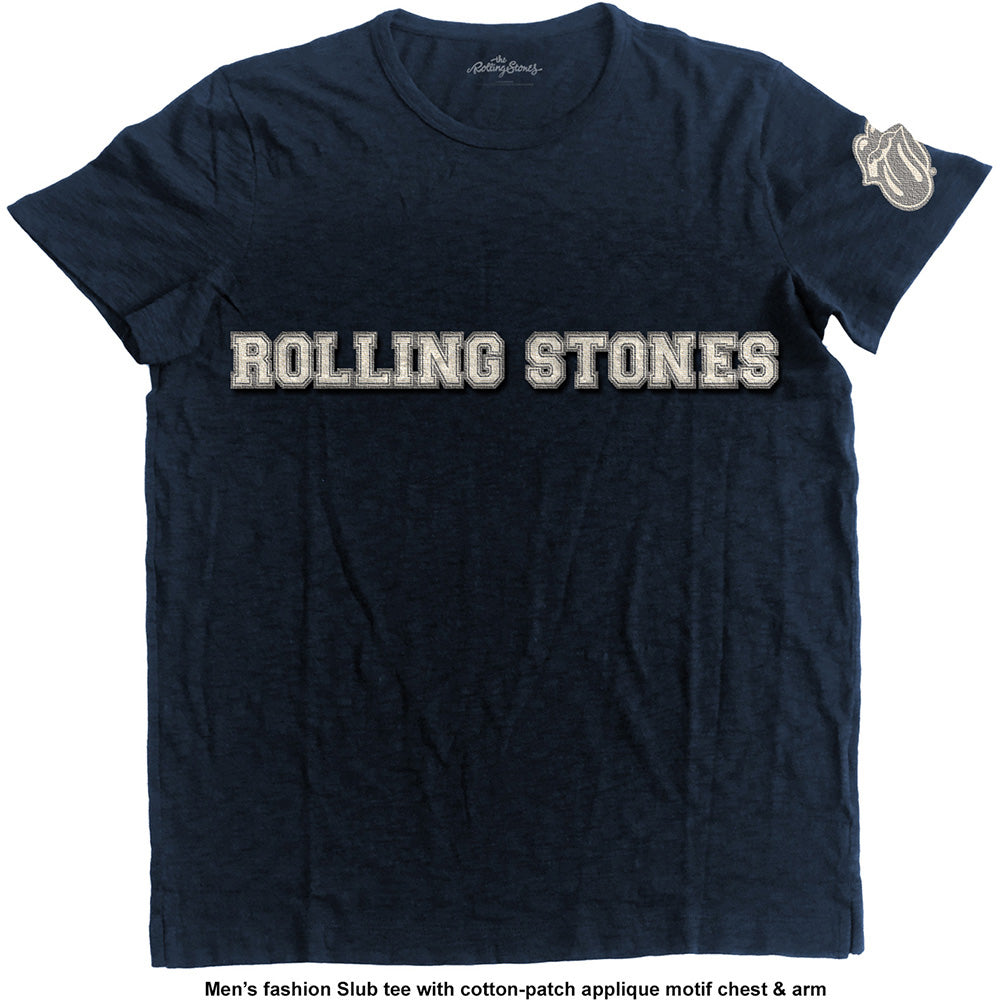 The Rolling Stones Unisex Fashion Tee Logo & Tongue (Applique Motifs)