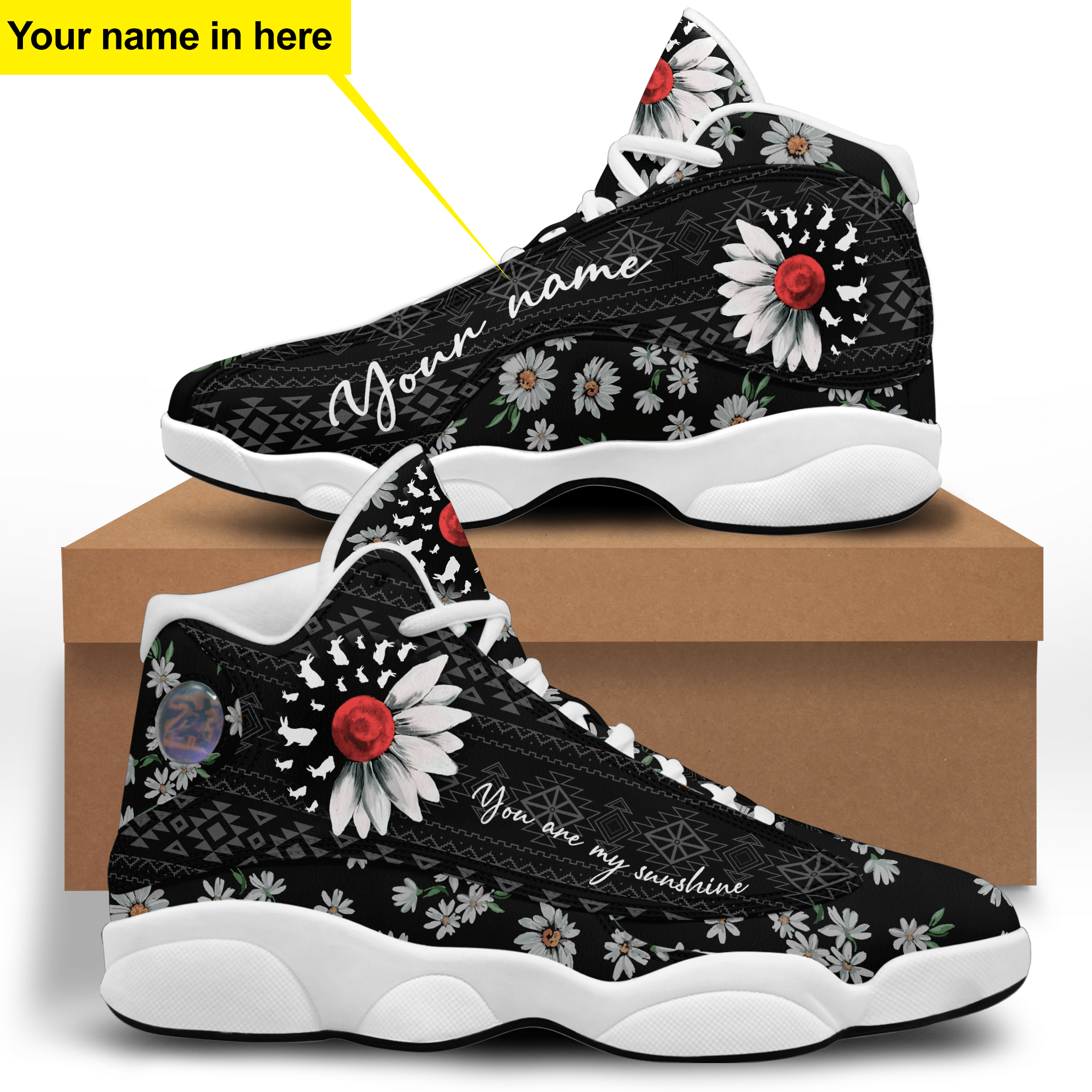 Daisy Flower Rabbit Sunshine Jordan 13 Sneaker