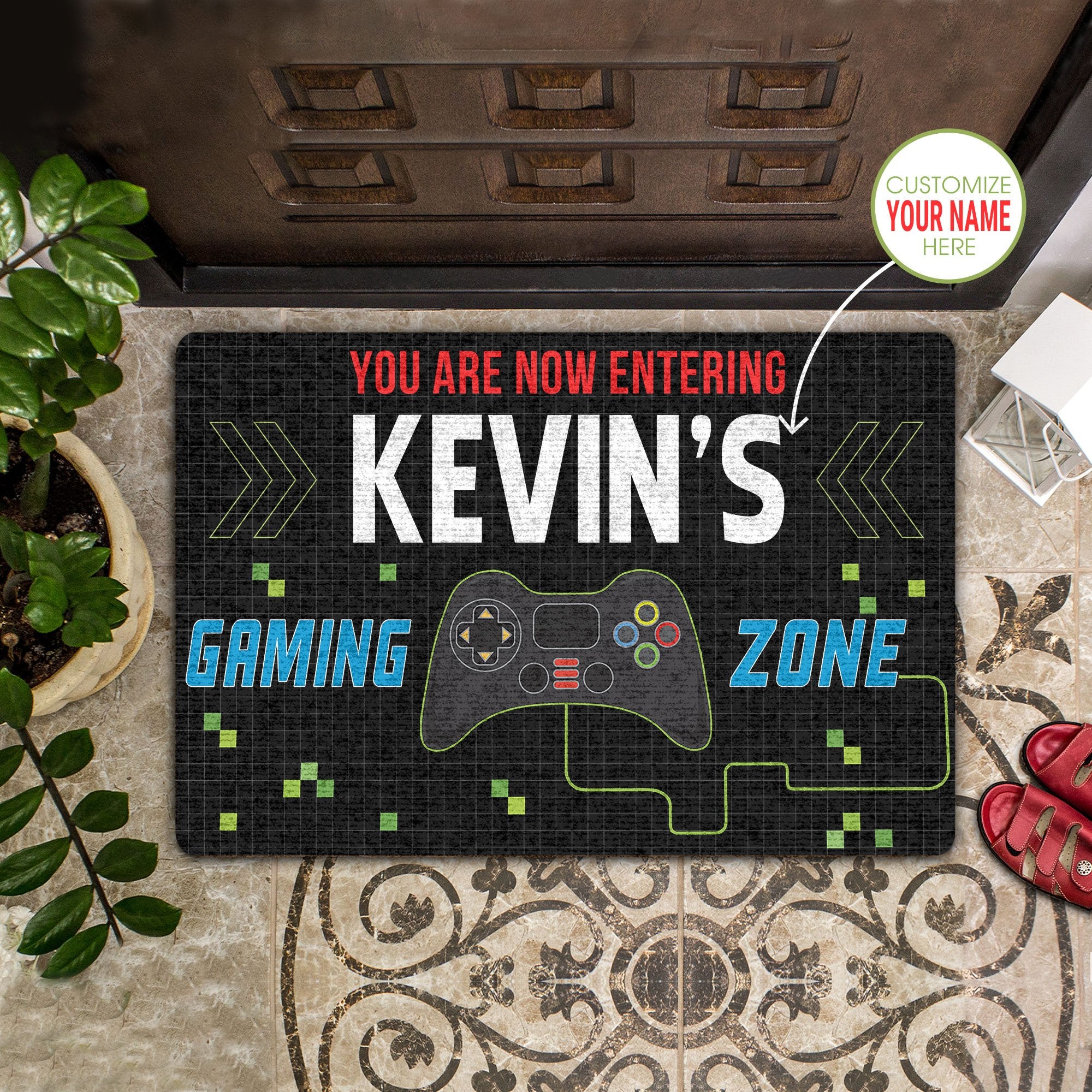 You Are Now Entering Gaming Zone Personalized All Over Printing Doormat Pre2136