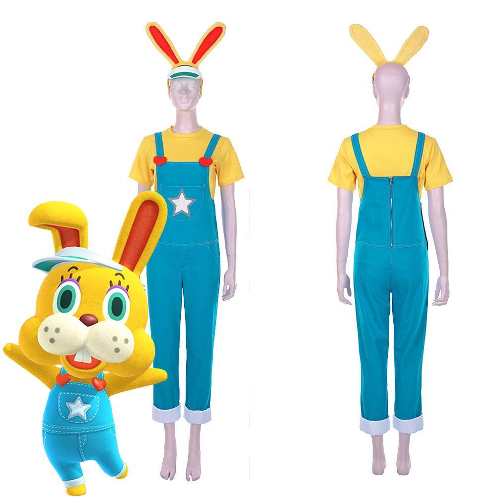 Animal Crossing New Horizons Zipper T Bunny Men T Shirt Overalls Outfits Halloween Carnival Costume Cosplay Costume