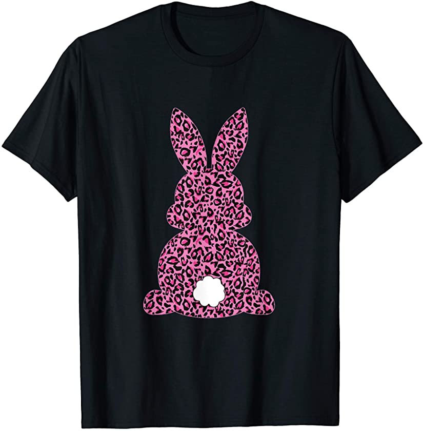 Easter Bunny Leopard Plaid Rabbit Happy Egg Hunt Girls Women T-Shirt