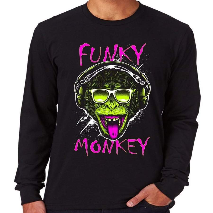 Personalized Mens Long Sleeve T-Shirt Funky Monkey Tee Men’s Punk T-shirt