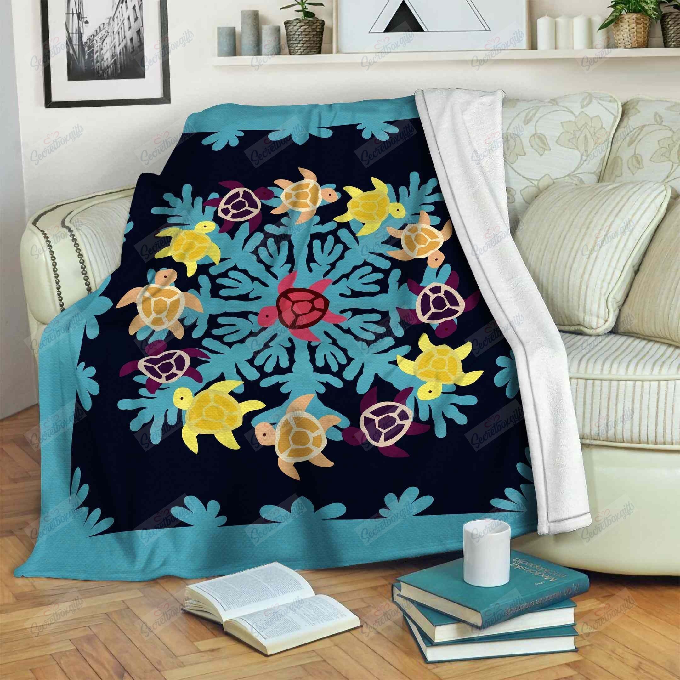 Turtle Flower Gs-Cl-Ml2304 Fleece Blanket