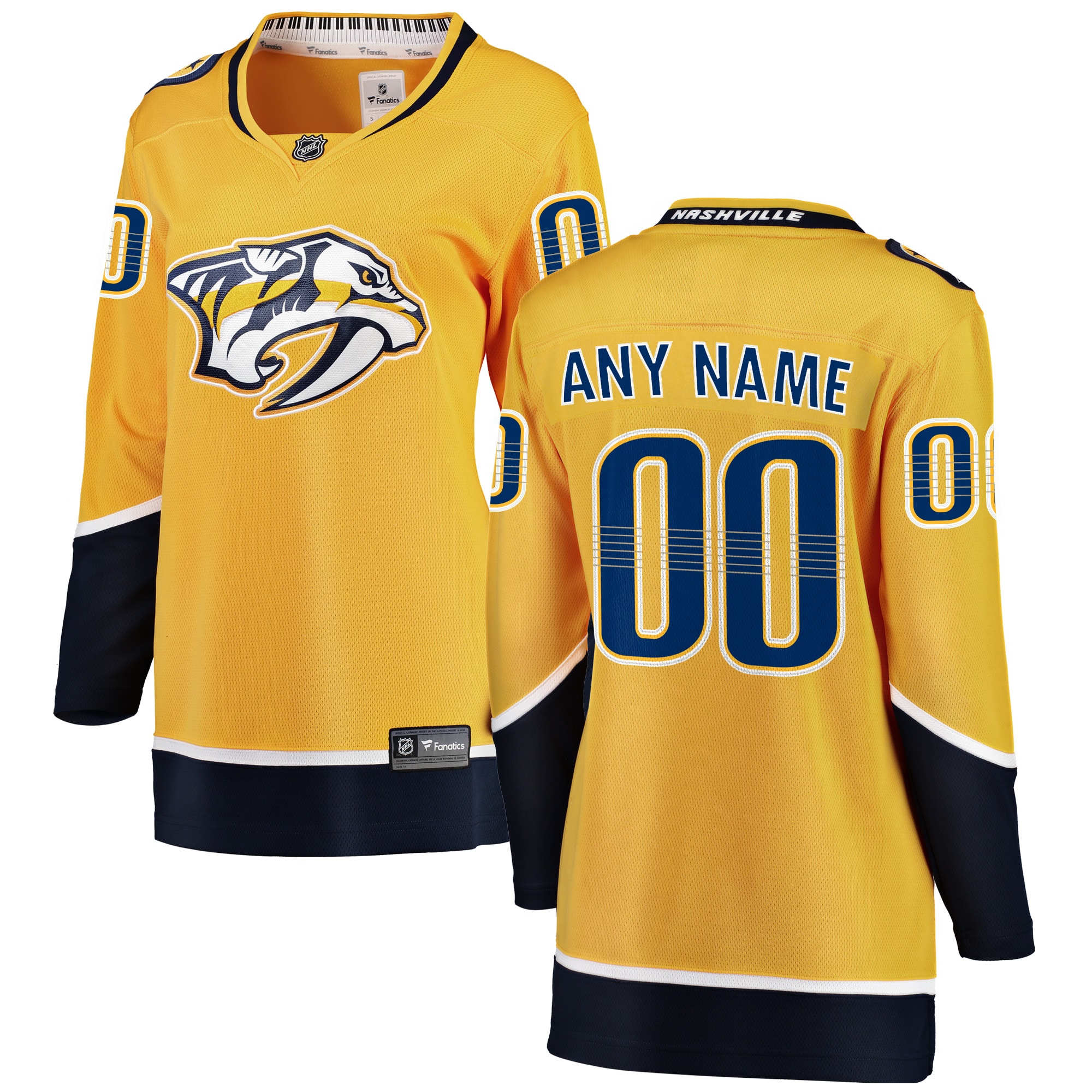 Nashville Predators Branded Women's Home Breakaway Custom Jersey – Yellow