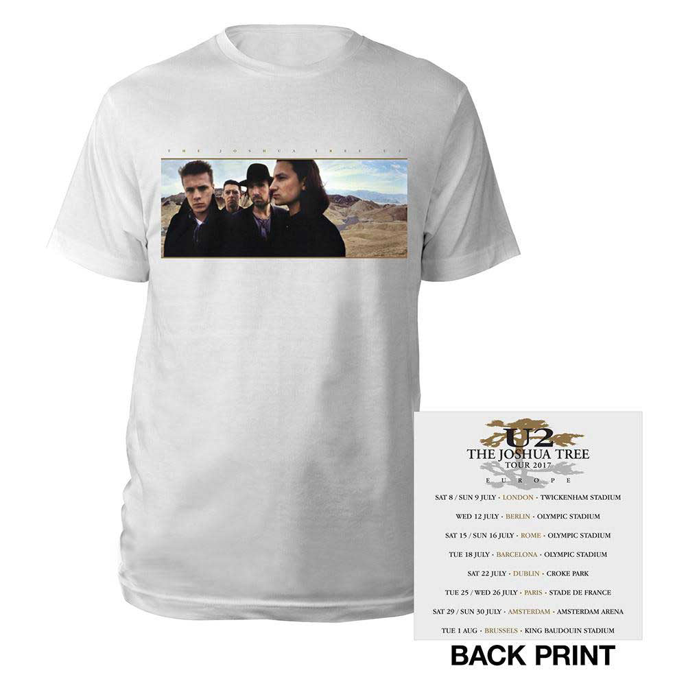 U2 – Joshua Tree 2017 Tour With Backprint-Ex Tour Limited Stock – White T-Shirt