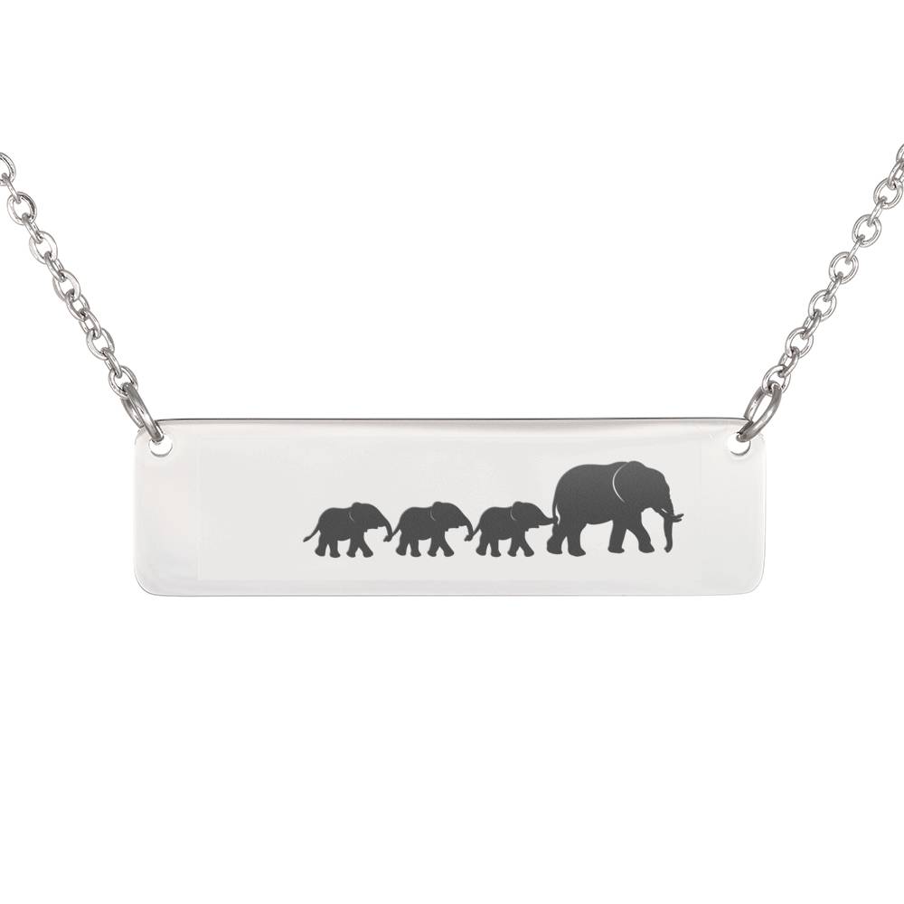 Personalized Mama Elephant + 3 Babies Necklace