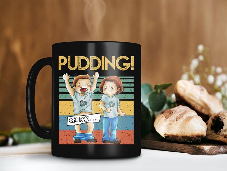 Black Mug Vintage Retro Oh My Pudding Dean And Sam Winchester Mug Supernatural Movie Mug Dean Winchester Mug Premium Sublime Ceramic Coffee Mug H99