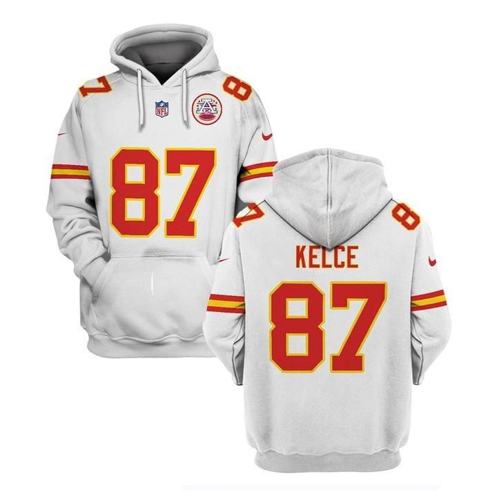 Tracis Kelce87 Kansas City Chiefs White Jersey Jersey 3D Hoodie Sweater Tshirt