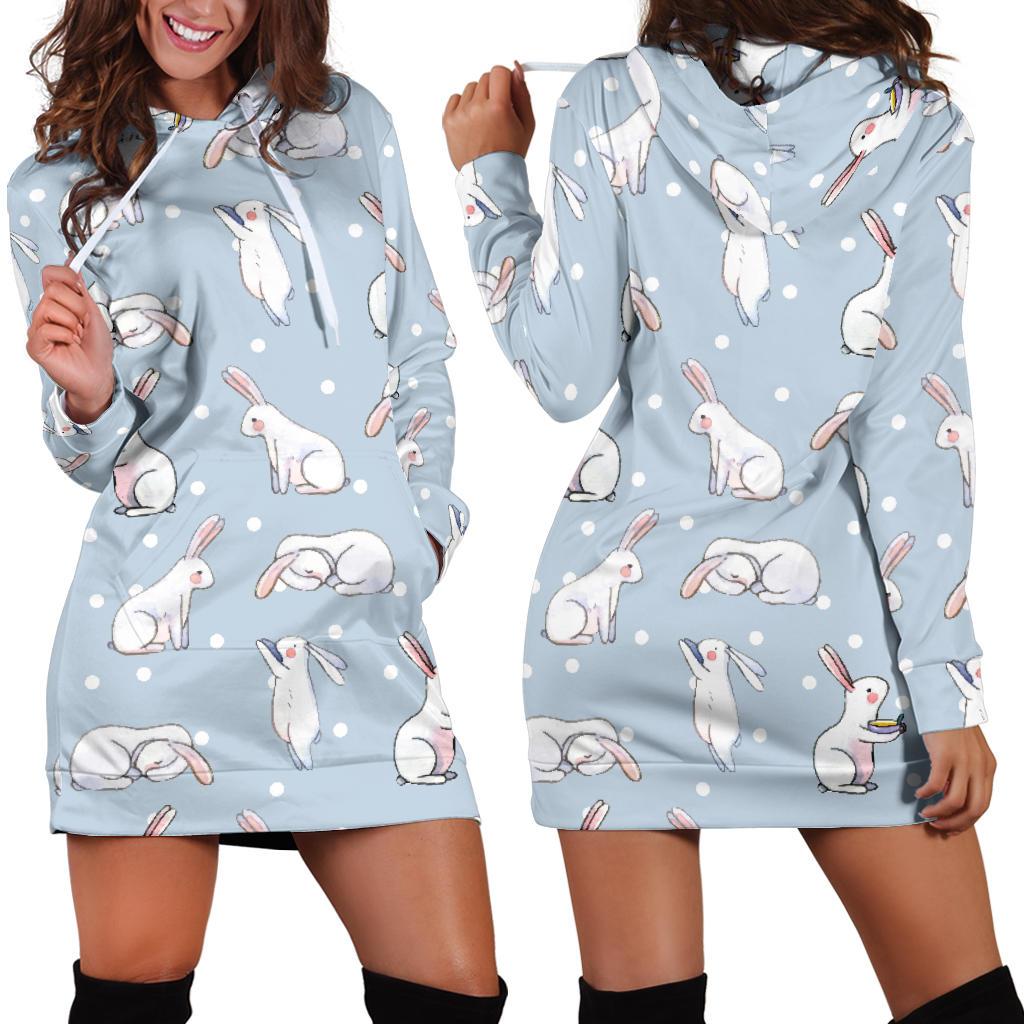 Rabbit Pattern Print Design Rb06 Women Hoodie Dress