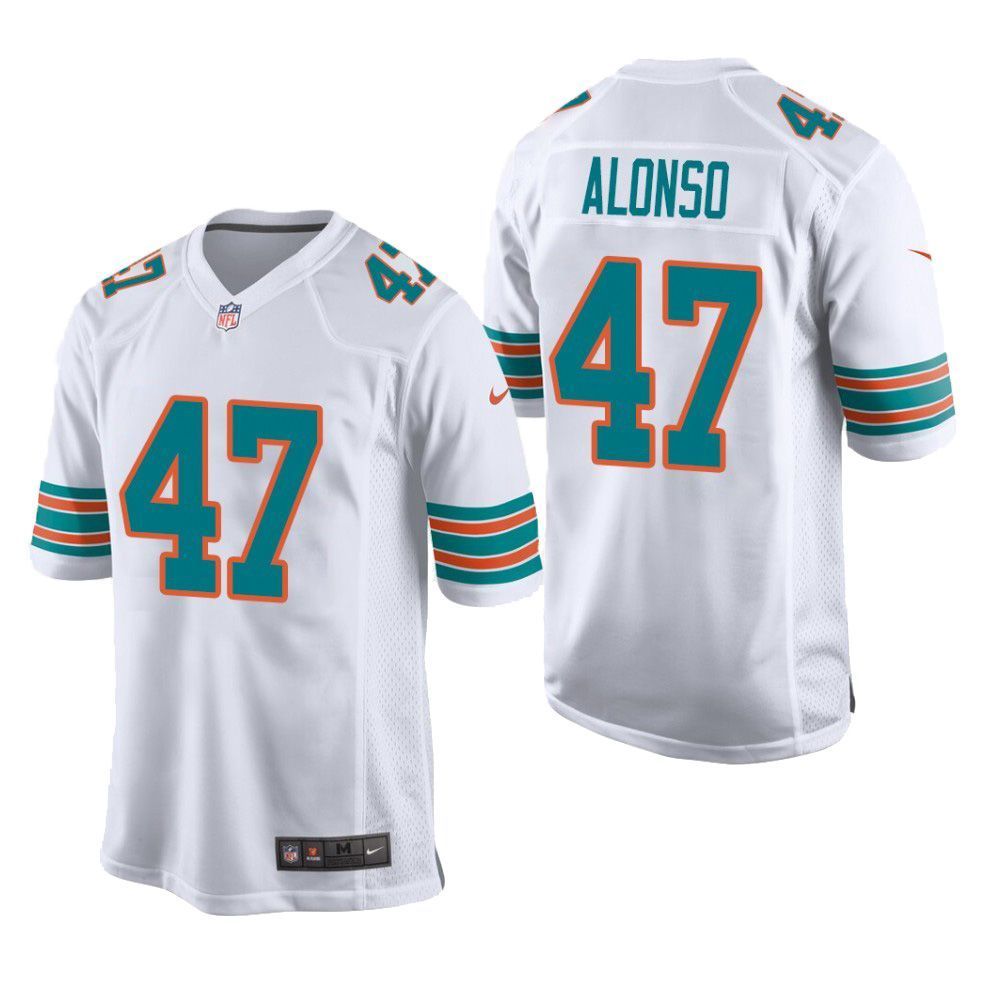 Mens Dolphins 47 Kiko Alonso Throwback Game Jersey White