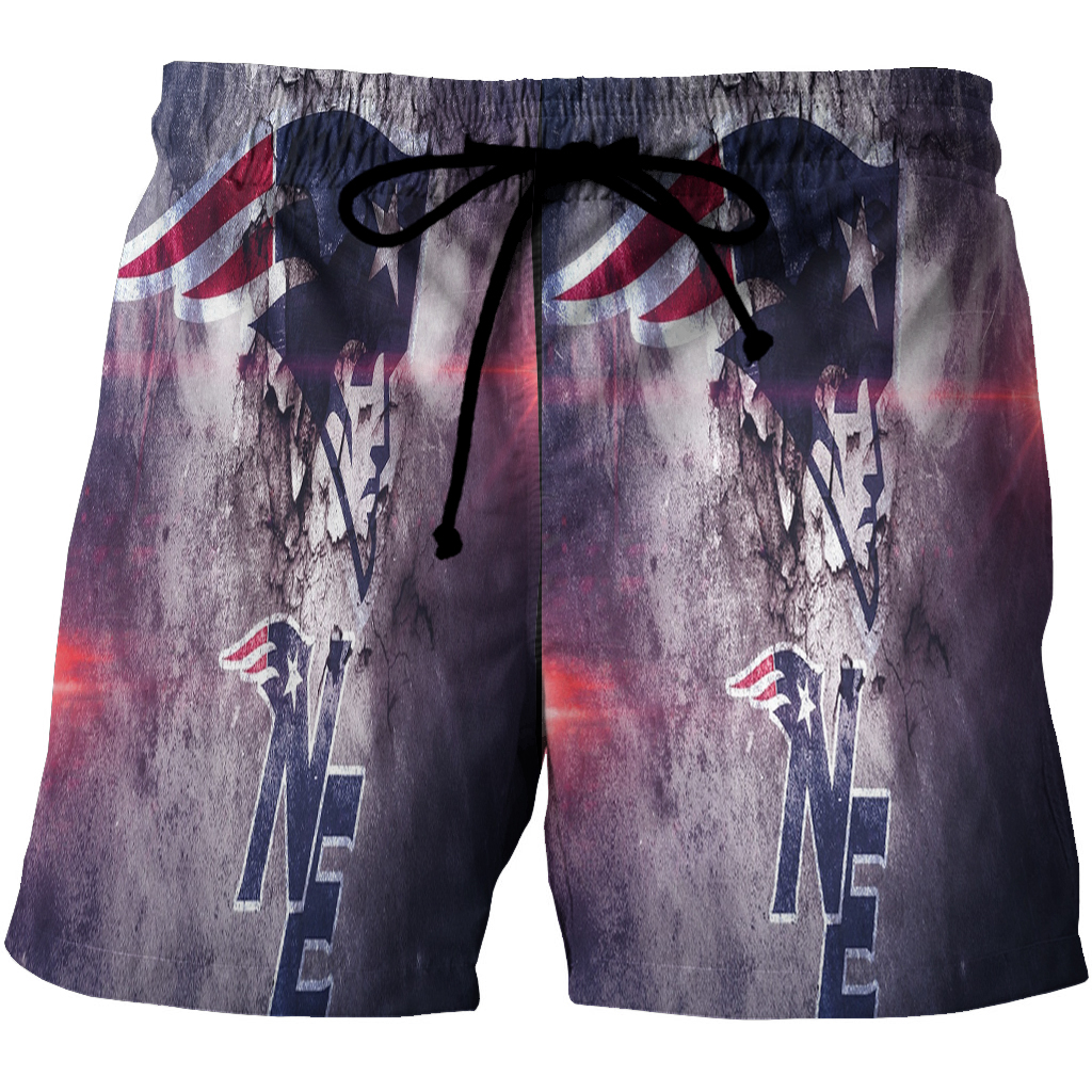 New England Patriots Crack Purple Wall 3D All Over Print Summer Beach Hawaiian Short