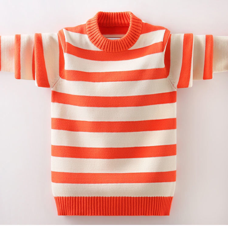 Spring Kids Sweaters Teenage Winter Pure Cotton Fleece Lining Thicken O-neck Knitted Pullovers Baby Boys Clothes Bottoming Shirt alx