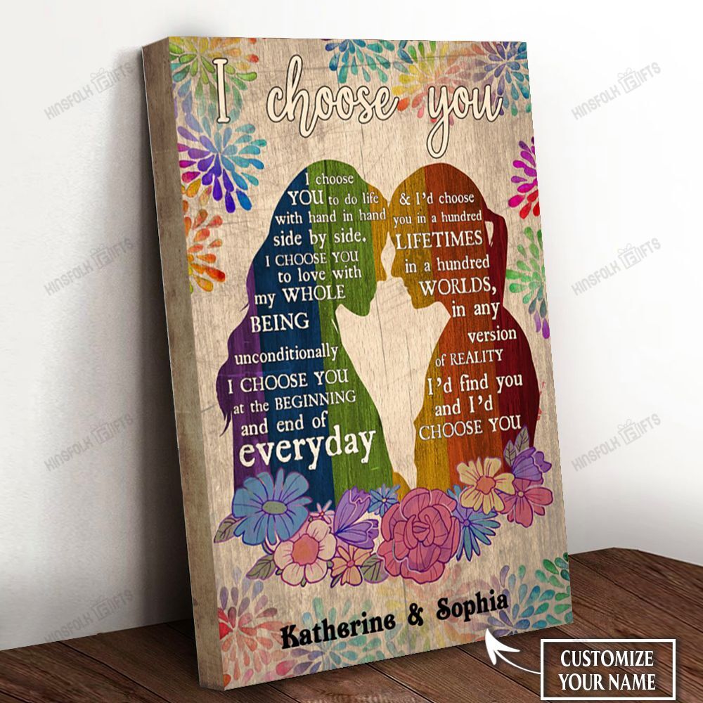 Lesbian Couple Personalized Canvas Poster Wall Art, Poster Print, Canvas Print Wall Decor