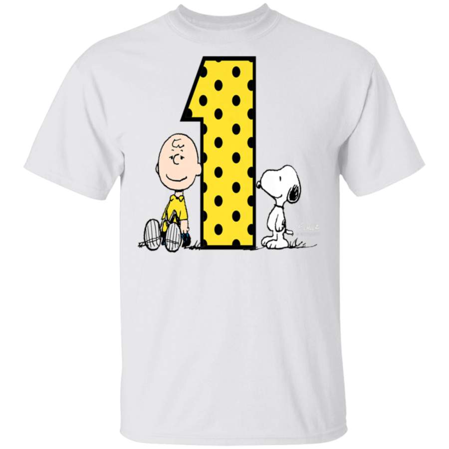 Kids Peanuts Charlie Brown and Snoopy Yellow Black Polka Dots 1 T-Shirt