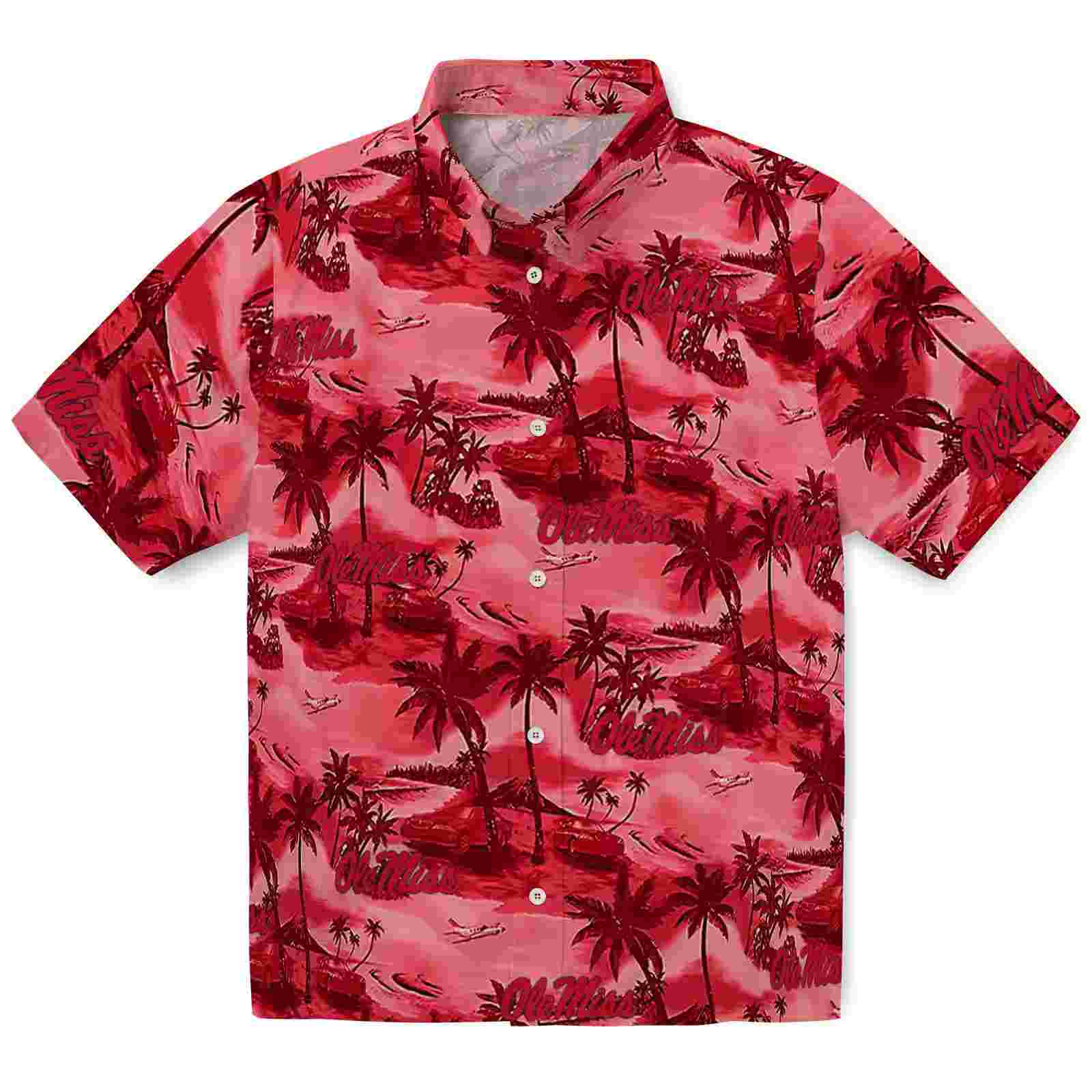Ole Miss Rebels Coastal Palms Red Hawaiian Shirt