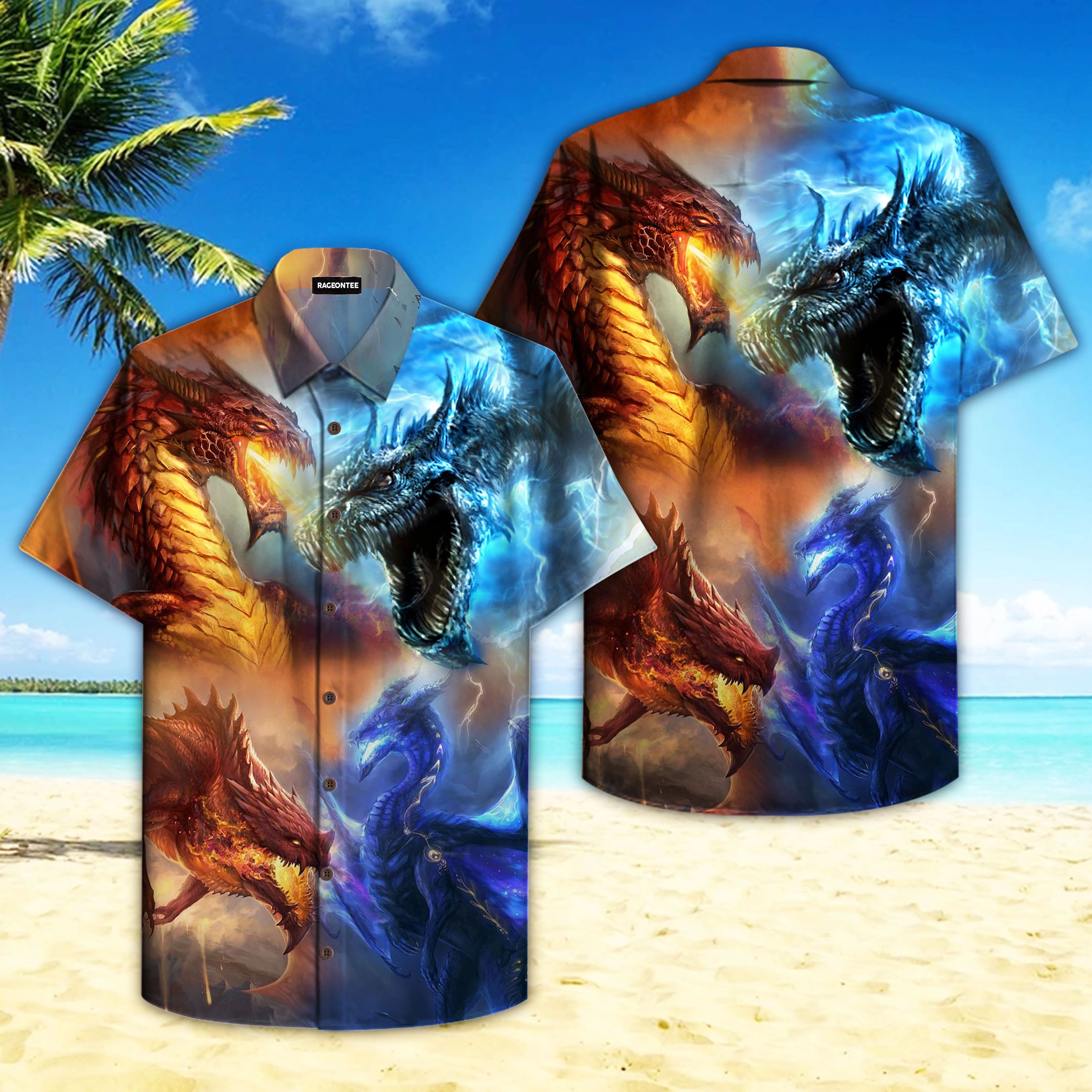 Mythical Thunder And Fire Dragon Hawaii Shirt Unisex Adult Ha98510