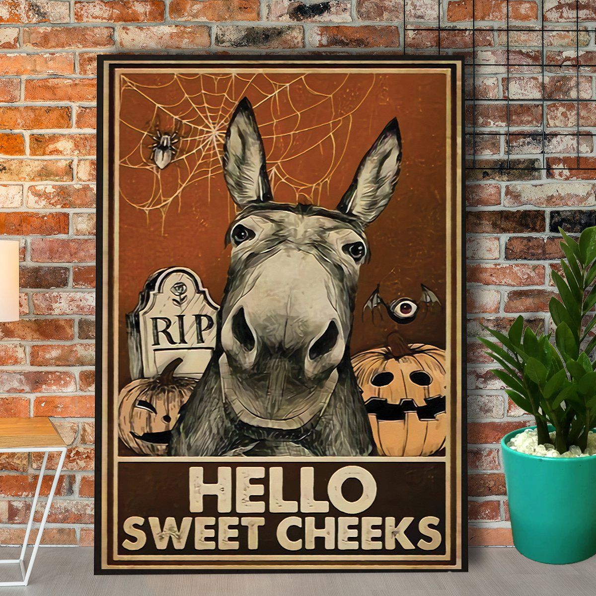 Donkey Hello Sweet Vheeks Halloween Canvas Poster Wall Art