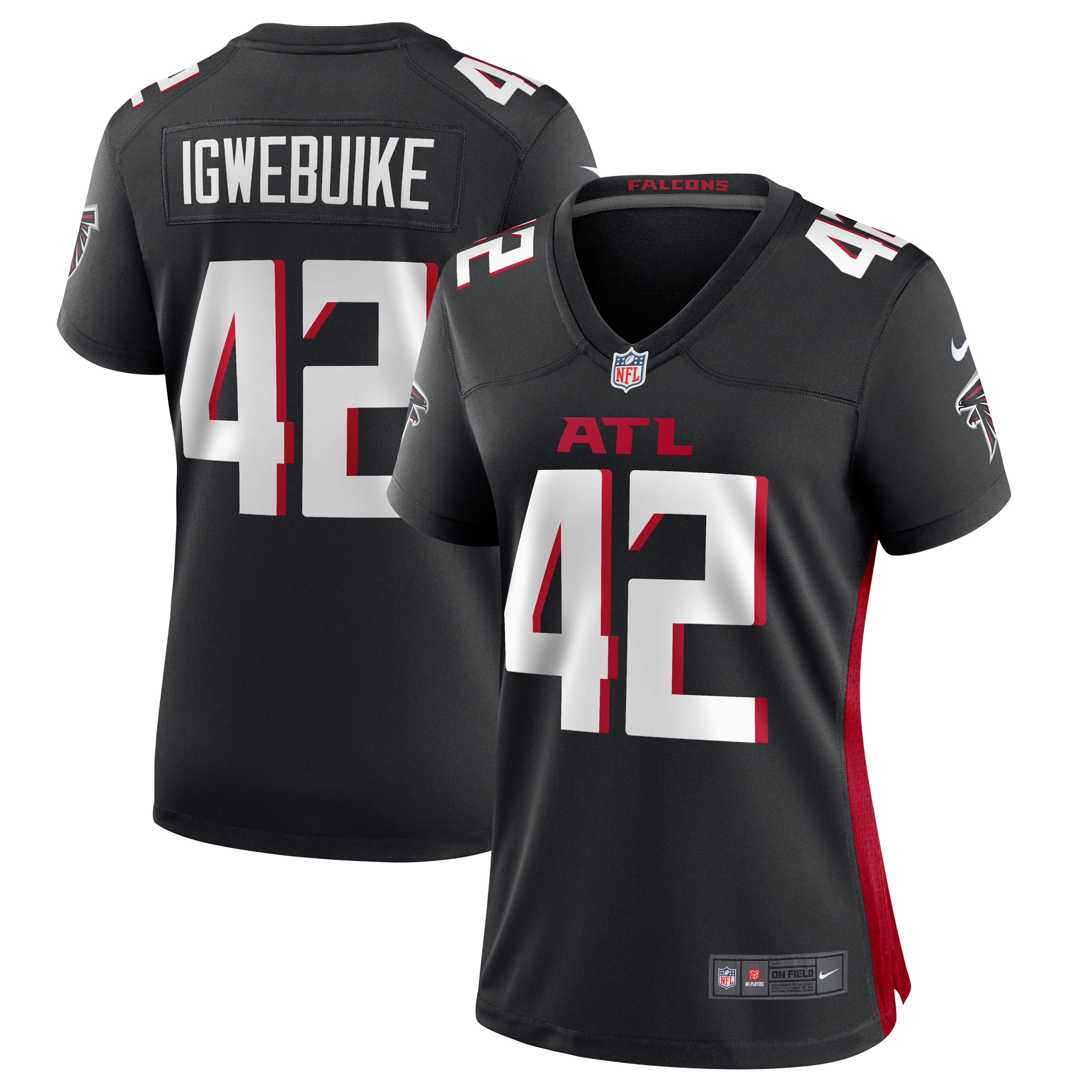 Women’s Atlanta Falcons Godwin Igwebuike  Black  Game Jersey