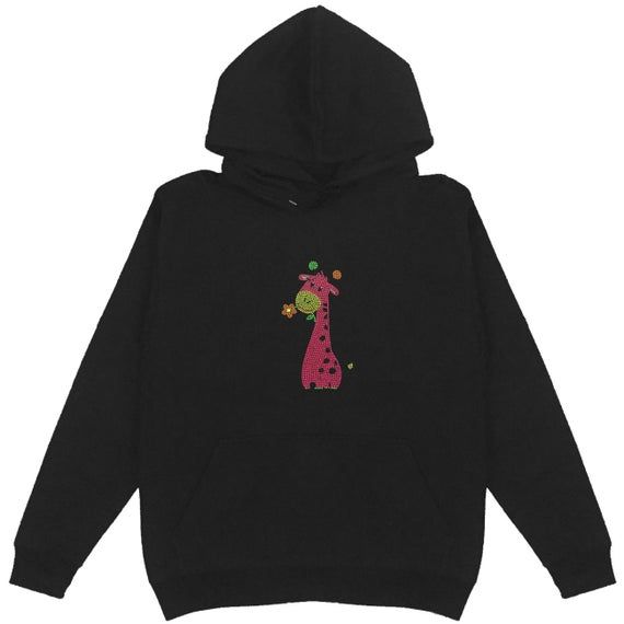 Pink Giraffe Stones Women s Pullover Hoodie Plus Size Unisex Bling Bling Handmade Cute Animal 825