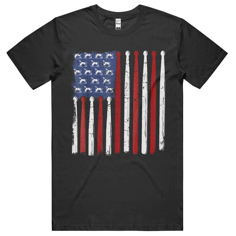 American Flag Drumsticks Vintage Drummer T-Shirt, Hoodie, Long Sleeve Tee