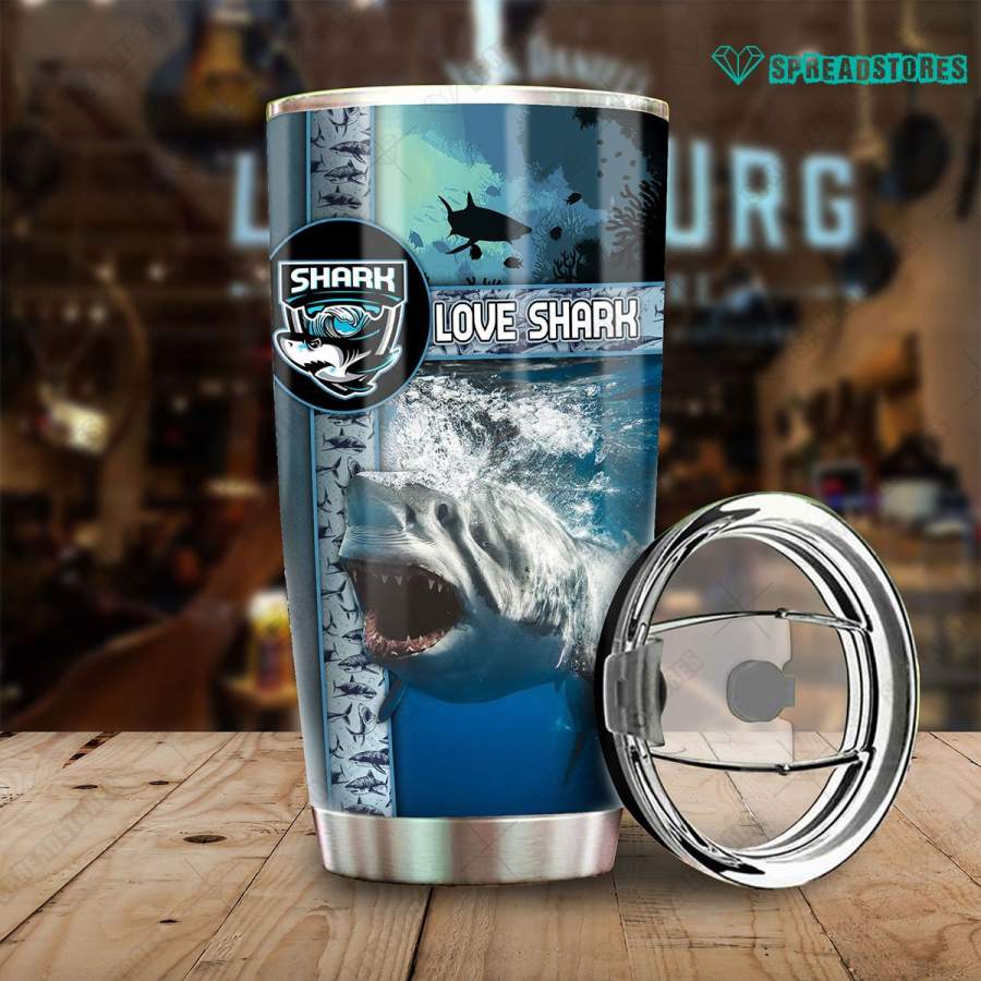 Spread Store Love Shark Stainless Steel Insulated Tumbler Cup 1003 All Over Print