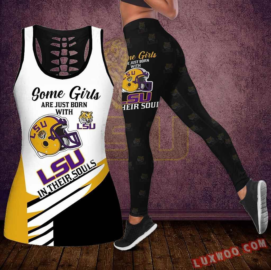 Combo Some Girls Lsu Tigers Football Hollow Tanktop Legging Set Outfit S1007