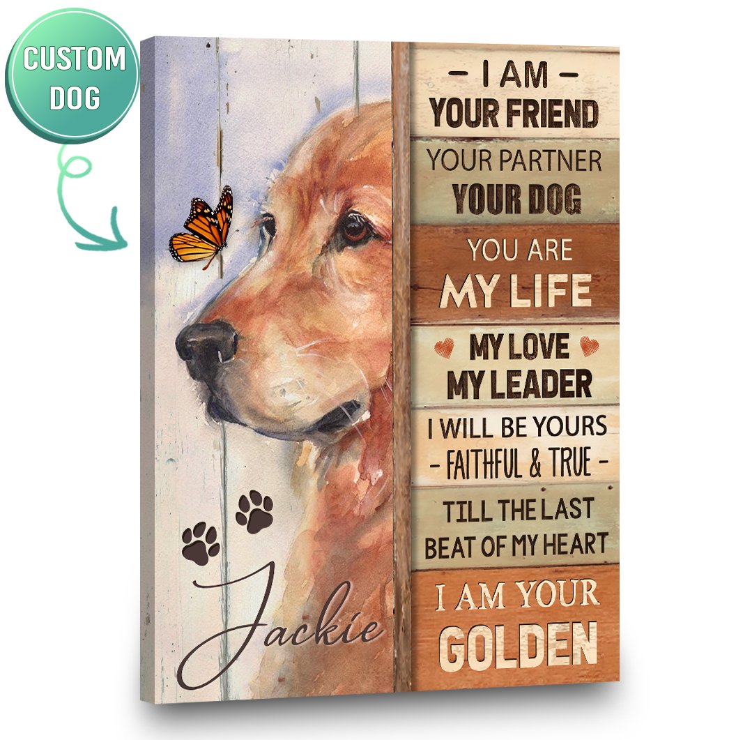 Personalized Name Text Golden Retriever Dog Canvas, Poster Wall Art I Am Your Friend