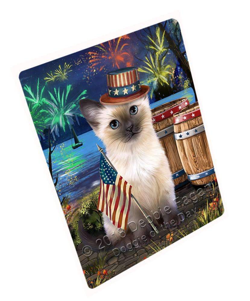 4Th Of July Independence Day Fireworks Siamese Cat At The Lake Blanket Blnkt77142