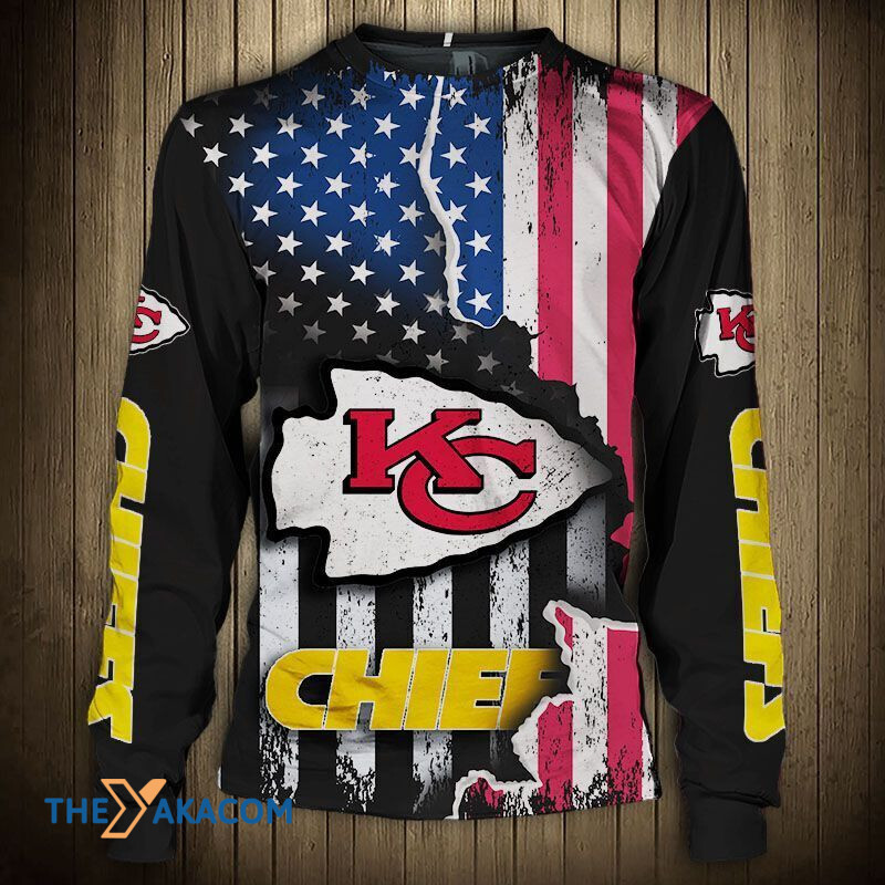 Kansas City American Football Team Road Super Bowl Usa Flag Gift For Fan Sweatshirt Long Sleeve Crewneck Casual Pullover Top