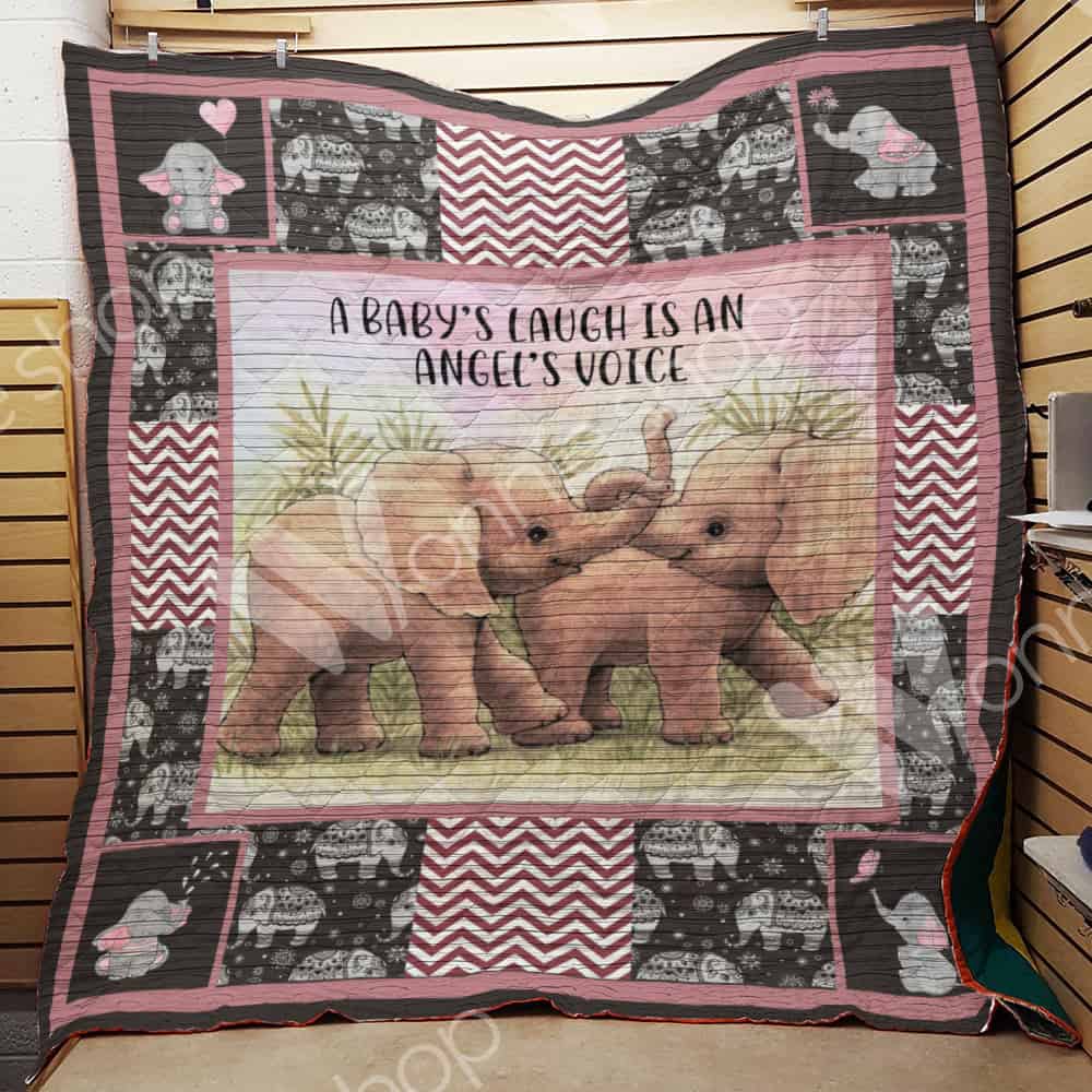 Elephant With Friend  A Baby’S Laugh Is An Angel’S Voice  Quilt Blanket