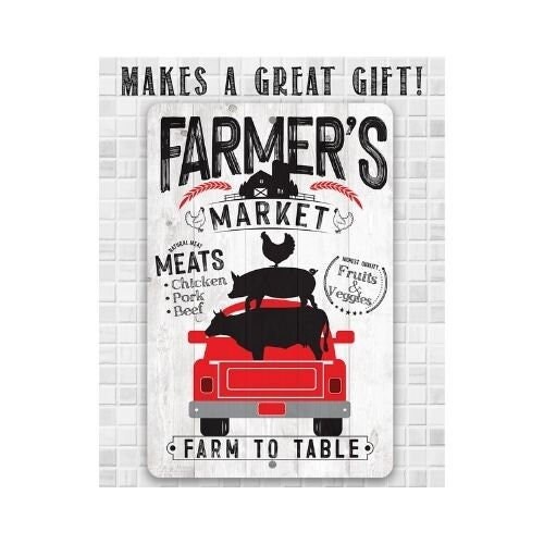 Farmers Market – 8″ x 12″ or 12″ x 18″ Aluminum Tin Awesome Metal Poster