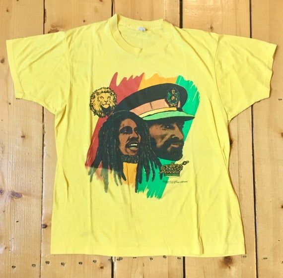 Very Rare Vintage 1980S Bob Marley Haile Selassie The Rasta Lion Rastafarian Screen Stars Fits Shirt