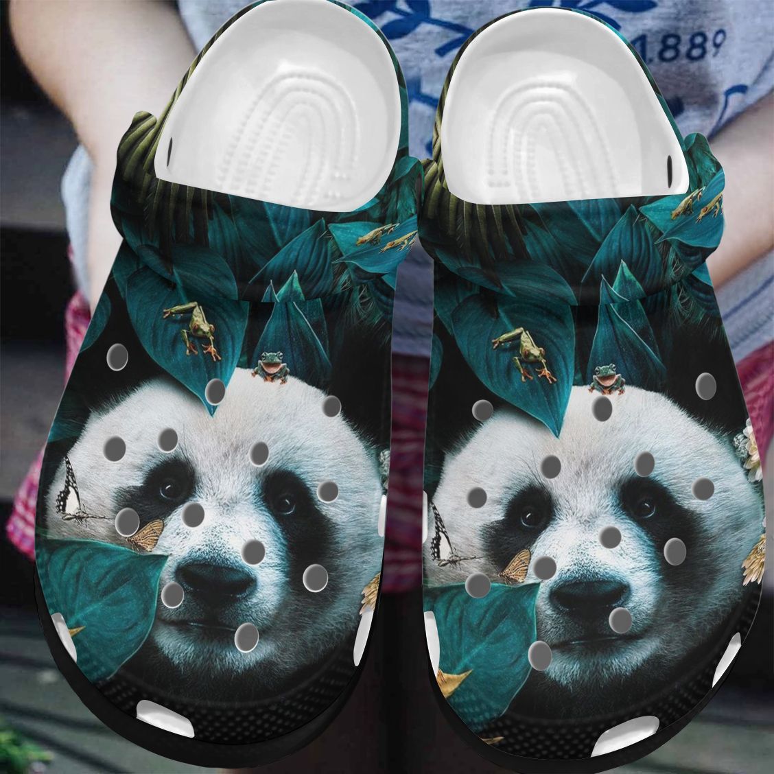 Panda Personalized Clog, Custom Name, Text, Color, Number Fashion Style For Women, Men, Kid, Print 3D Under The Leaves