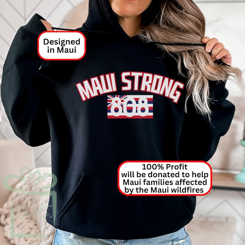 Maui Strong Flag Sweatshirt Support, Maui Wildfire Charity Sweatshirt, Lahaina Fire Sweatshirt, Fire Relief Hawaii, Maui Sweatshirt Sws1803