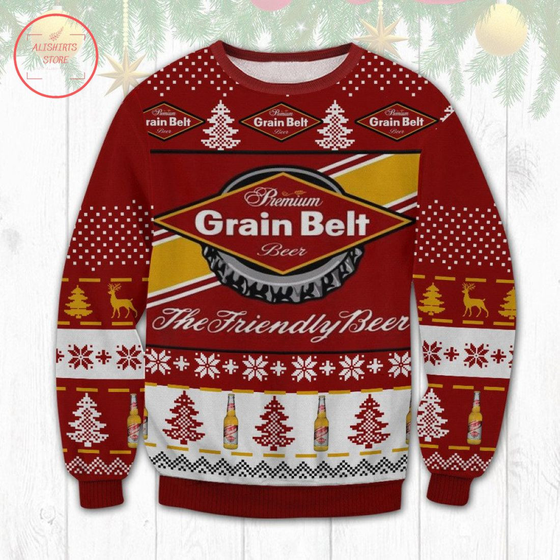 Grain Belt Premium Beer Ugly Christmas Sweater T-Shirt