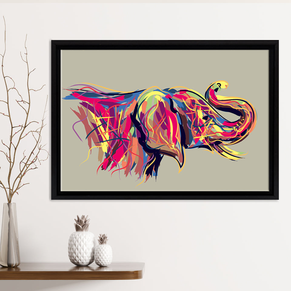 Multicoloured Elephant Framed Canvas Print – Canvas Painting, Canvas Art, Wall Art, Wall Decor