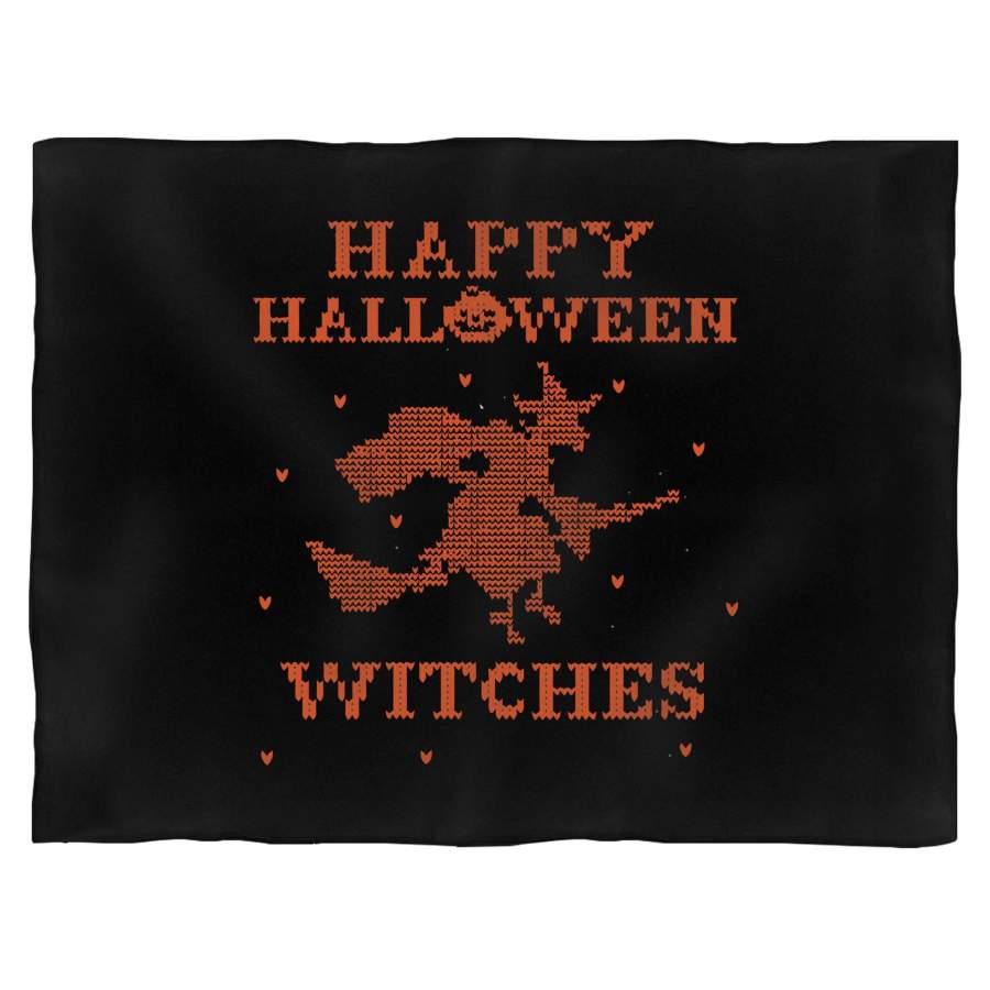 Happy Halloween Witches Pixel Funny Blanket