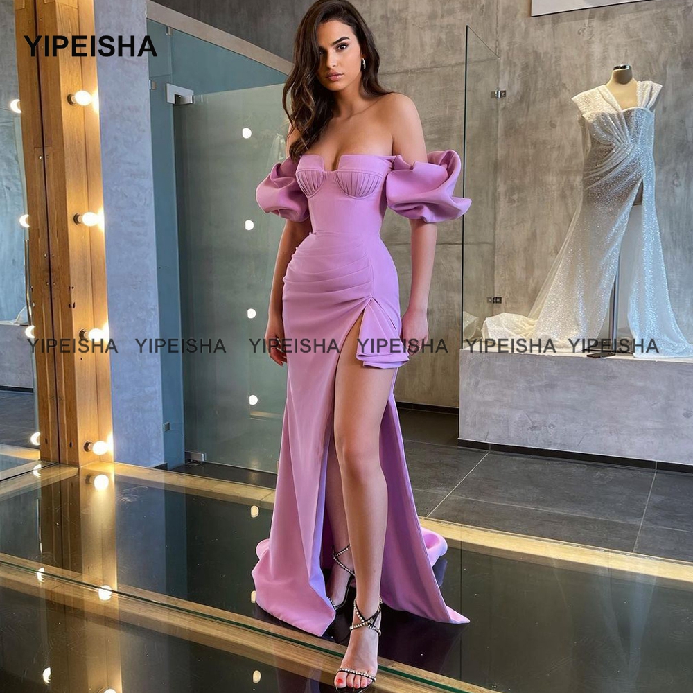 Yipeisha Off-shoulder Lilac Evening Dresses Vestido de Fiesta Side Slit Mermaid Prom Party Dress Formal Gown Customized alx