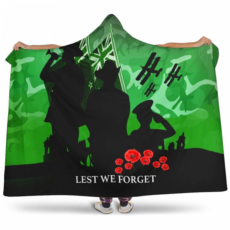 Anzac New Zealand Lest We Forget Hooded Blanket K5