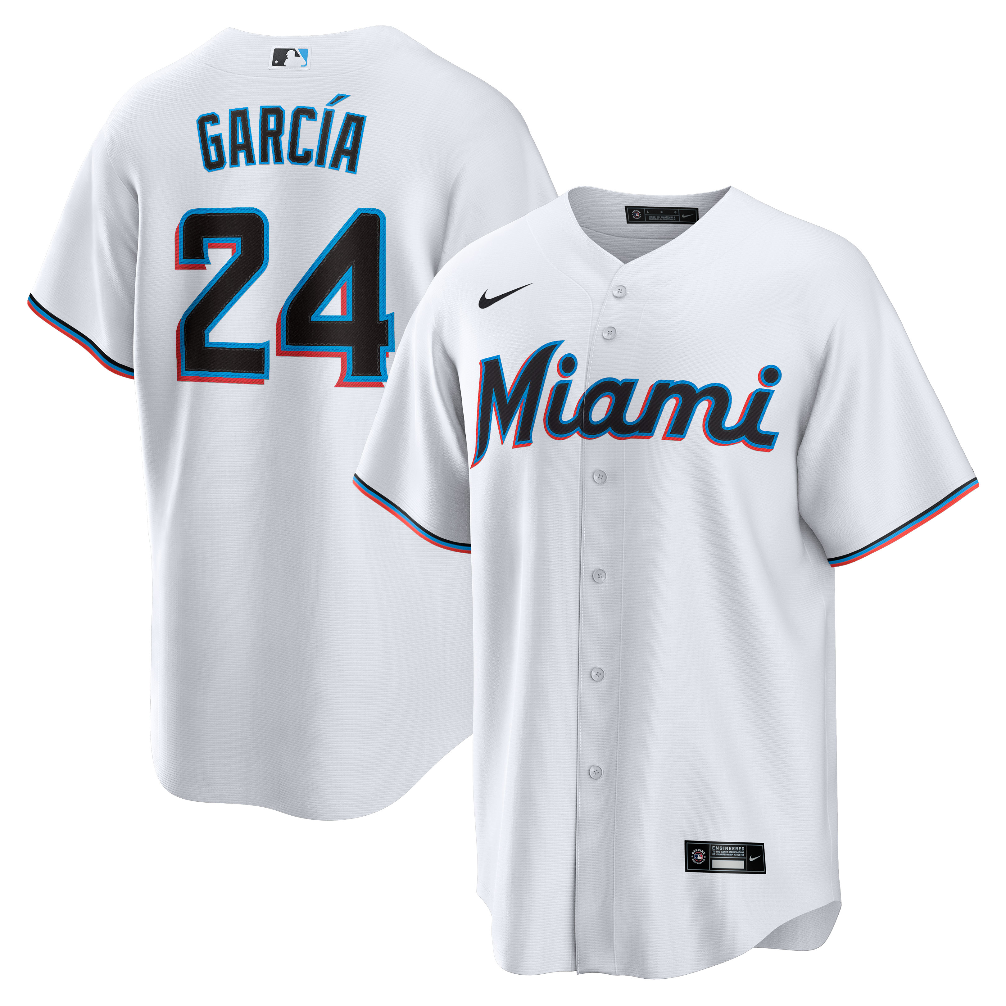 Men’s Miami Marlins Avisaíl García White Home  Player Jersey