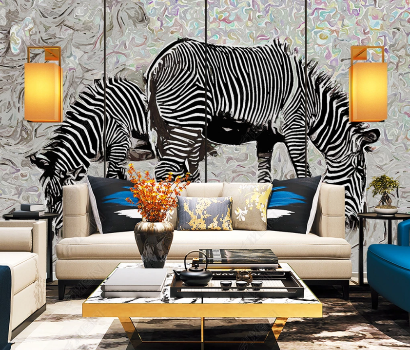 3D Hand Drawn Animal Zebra Wall Mural Wallpaper Lqh 96