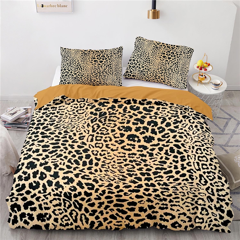 Tiger Skin And Leopard Printed Bedding Set Duvet Cover Set With Pillowcase Single Double Twin Full Queen King Size Bedroom Decor