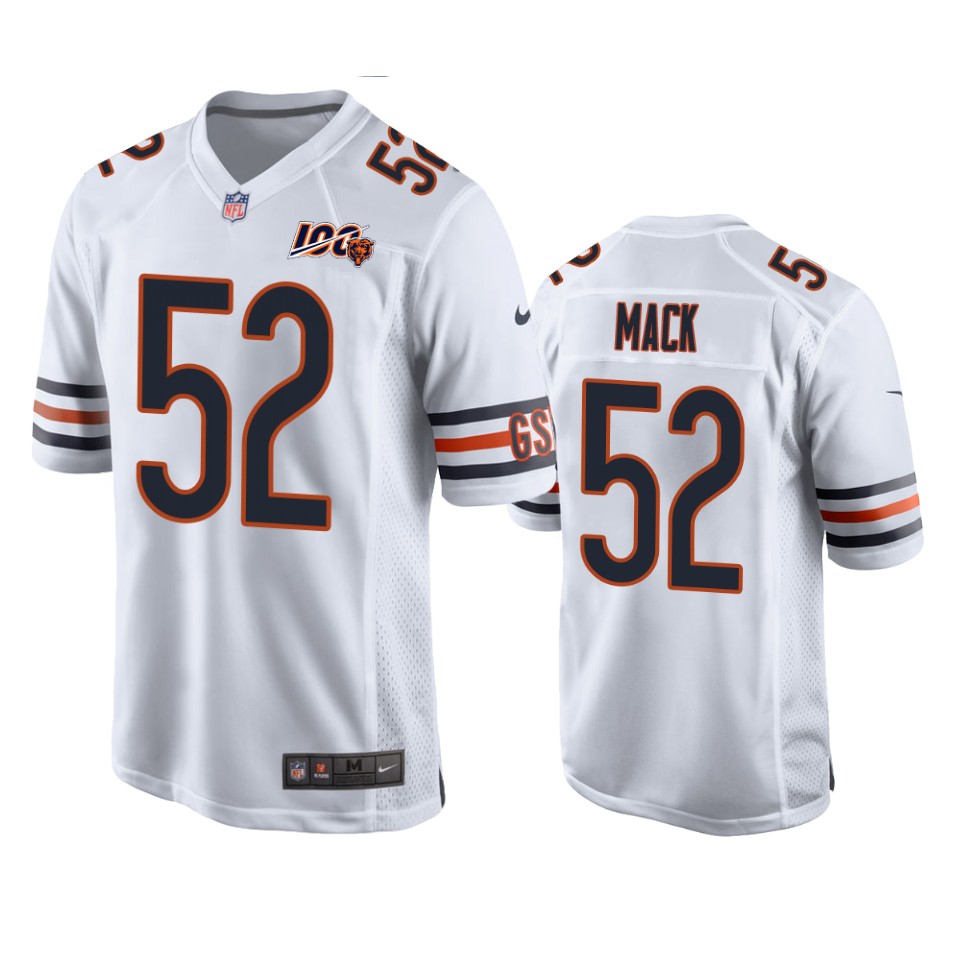 Chicago Bears Khalil Mack White 100th Season Game Jersey – Men