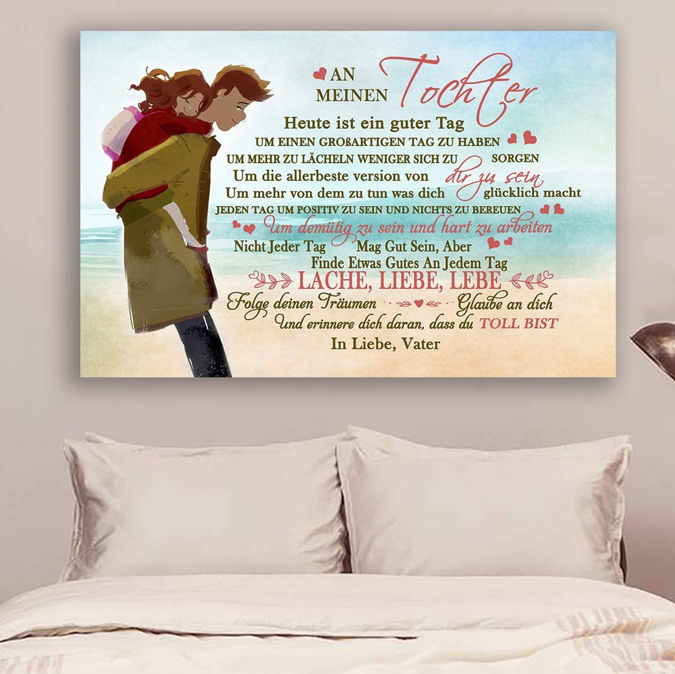 Poster for Room Aesthetic -Command Strips Wall Decor – Hn17 Family Poster – Dad to Daughter-Today is A Good Day-German