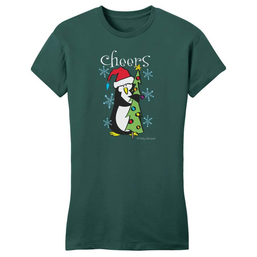 Cheers Penguin – Women’s Fitted T-Shirt