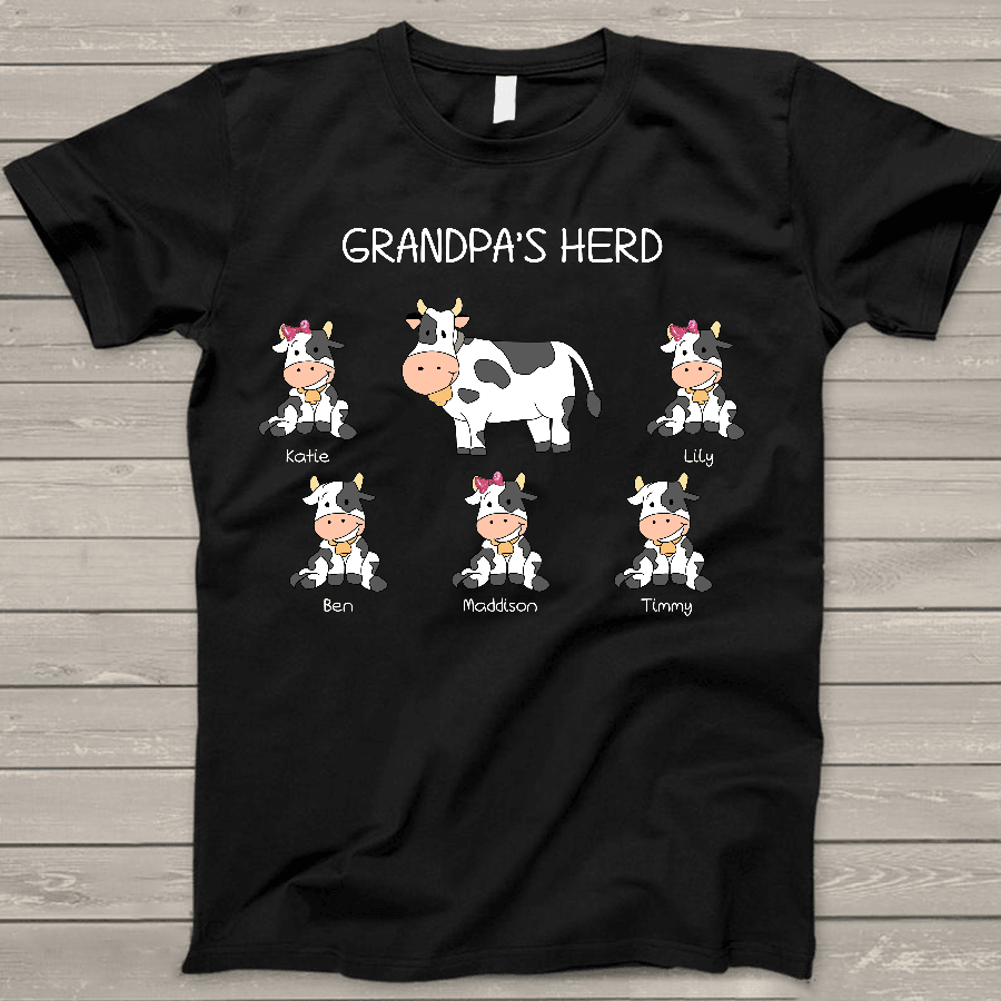 Grandpa’S Herd Kids Names Shirt