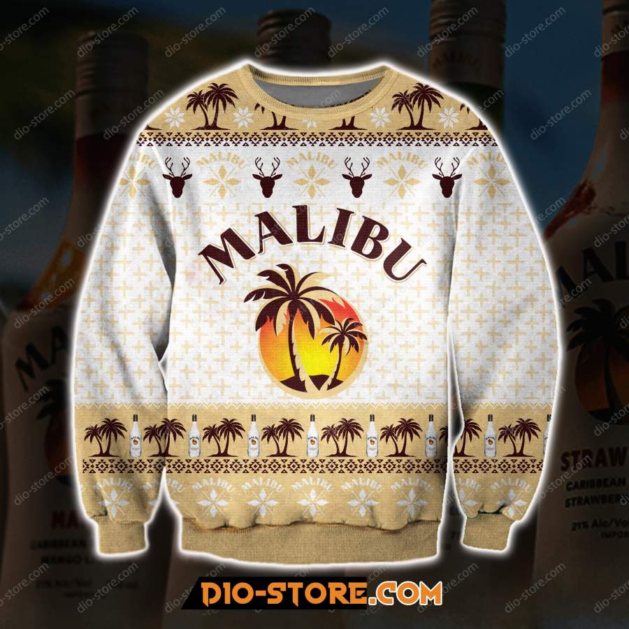 3D ALL OVER PRINT KNITTING PATTERN MALIBU RUM UGLY CHRISTMAS SWEATER